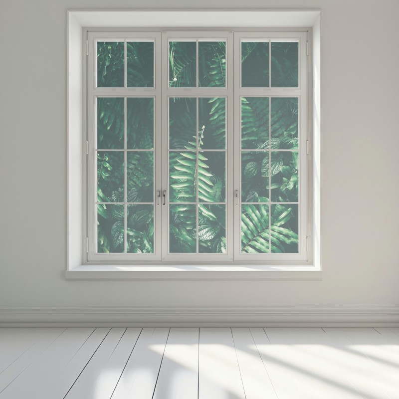 Naklejka na okno bujne tropikalne liście – Wallissimo® Naklejka na okno bujne tropikalne liście – Wallissimo®