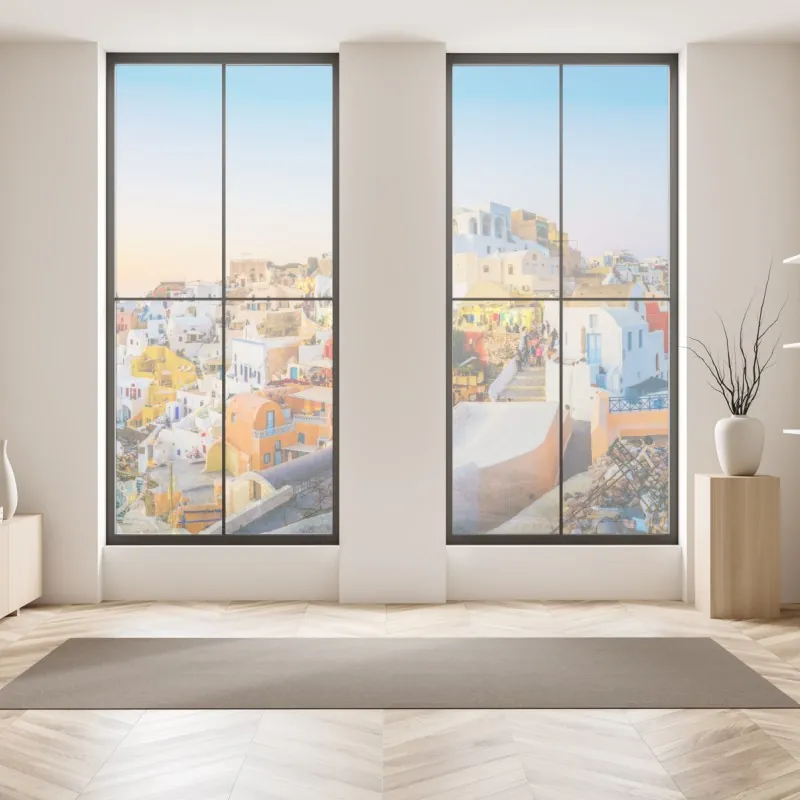 Naklejka na okno granatowo-beżowy ornament – Wallissimo®