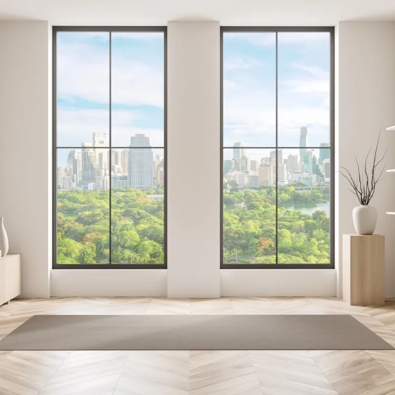 Naklejka na okno senny wschód słońca nad mglistym torfowiskiem – Wallissimo®