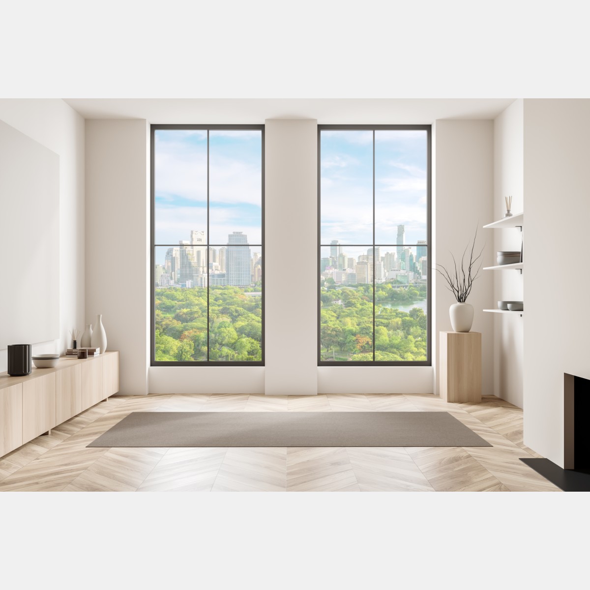 Naklejka na okno słoneczna panorama Bangkoku nad parkiem Lumpini – Wallissimo® Naklejka na okno słoneczna panorama Bangkoku nad parkiem Lumpini – Wallissimo®