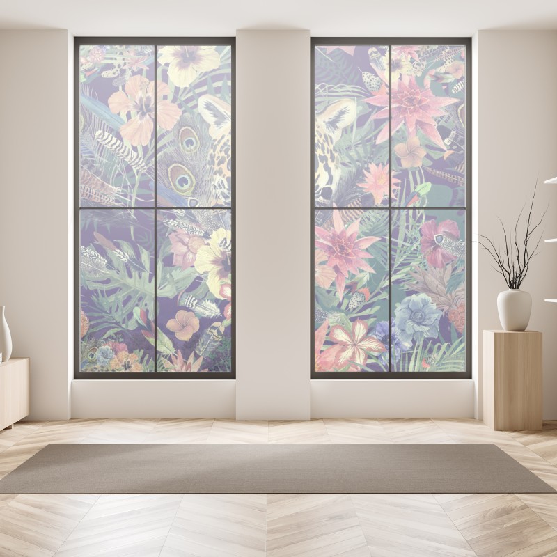 Naklejka na okno różowy wzór z piwoniami – Wallissimo®