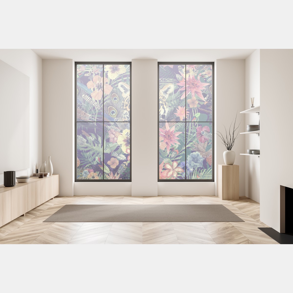 Naklejka na okno vintage akwarelowy lampart w tropikalnych liściach – Wallissimo® Naklejka na okno vintage akwarelowy lampart w tropikalnych liściach – Wallissimo®