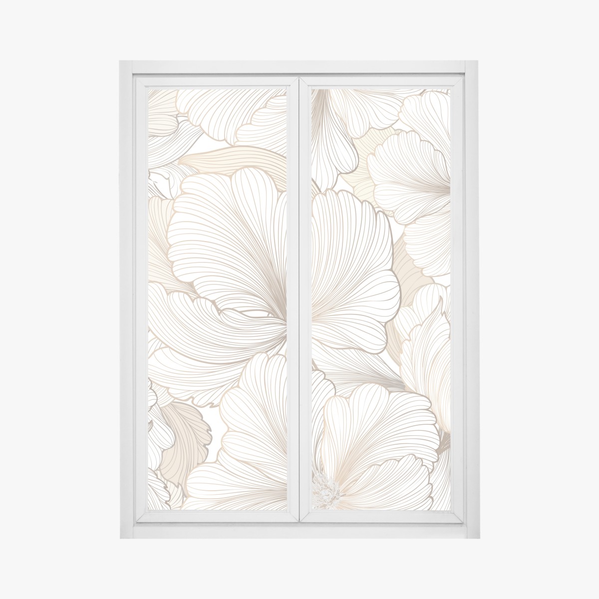 Window decal delicate beige floral illustration