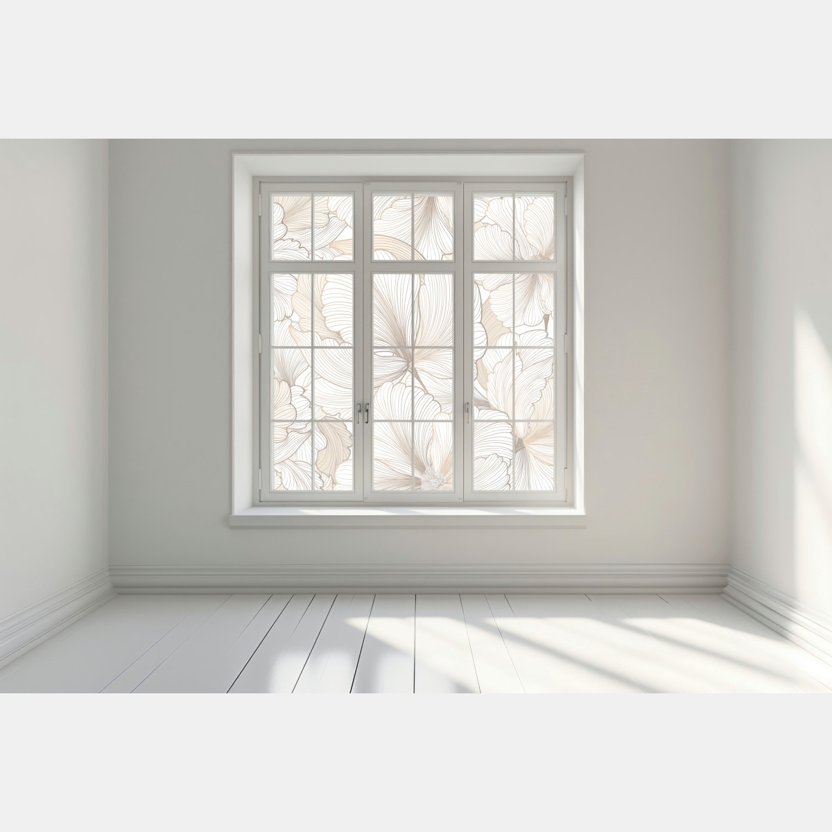 Naklejka na okno delikatna beżowa ilustracja kwiatowa – Wallissimo® Naklejka na okno delikatna beżowa ilustracja kwiatowa – Wallissimo®