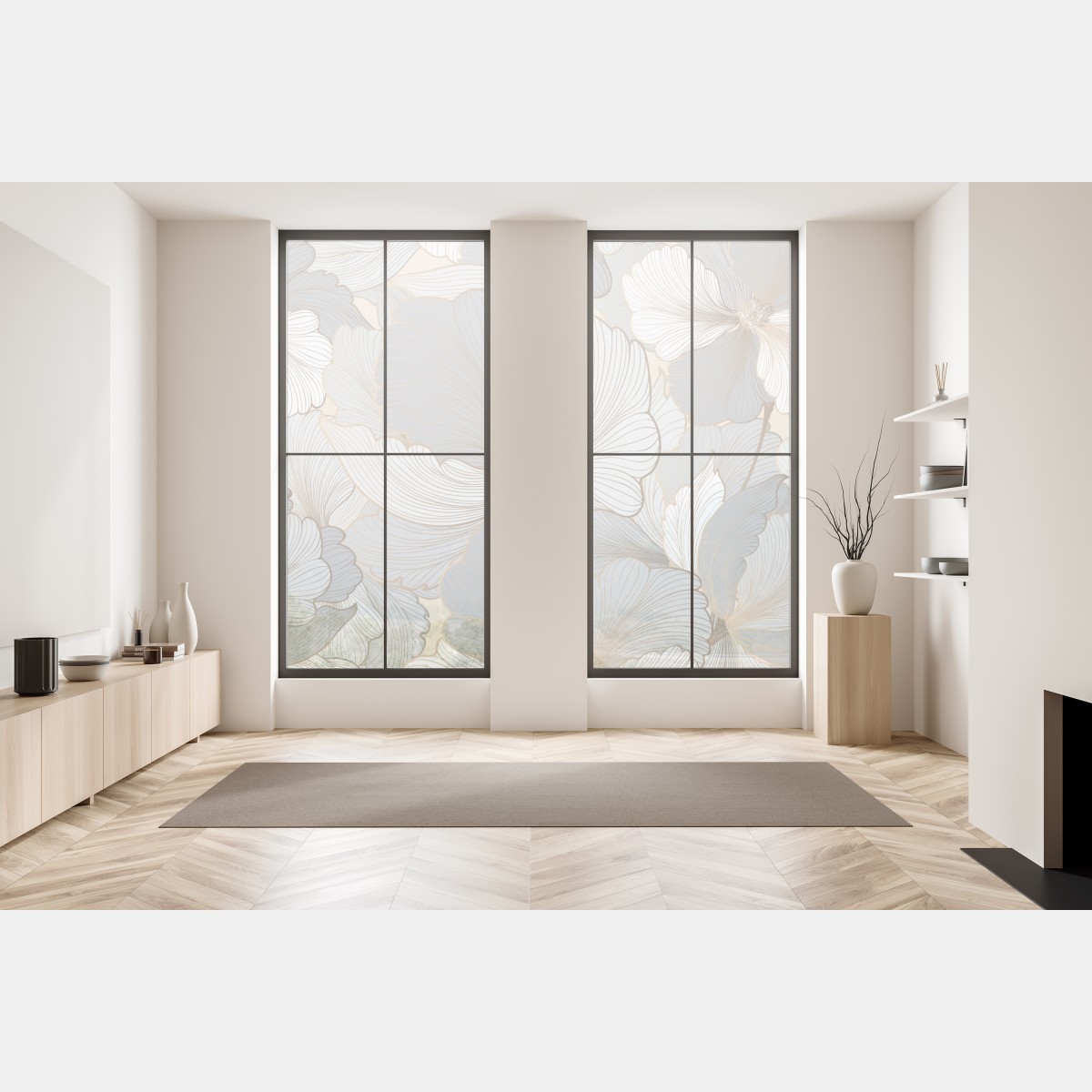 Naklejka na okno delikatny pastelowy wzór kwiatowy – Wallissimo® Naklejka na okno delikatny pastelowy wzór kwiatowy – Wallissimo®