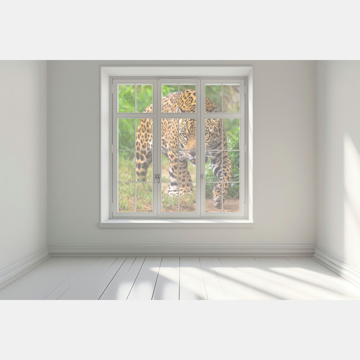 Naklejka na okno majestatyczny jaguar w naturze – Wallissimo® Naklejka na okno majestatyczny jaguar w naturze – Wallissimo®
