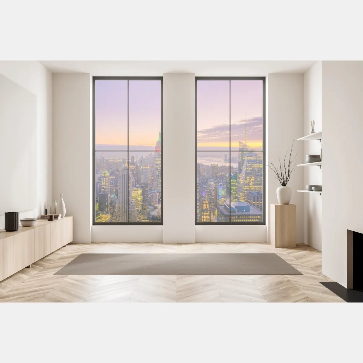 Naklejka na okno żywa panorama Nowego Jorku o zmierzchu – Wallissimo® Naklejka na okno żywa panorama Nowego Jorku o zmierzchu – Wallissimo®