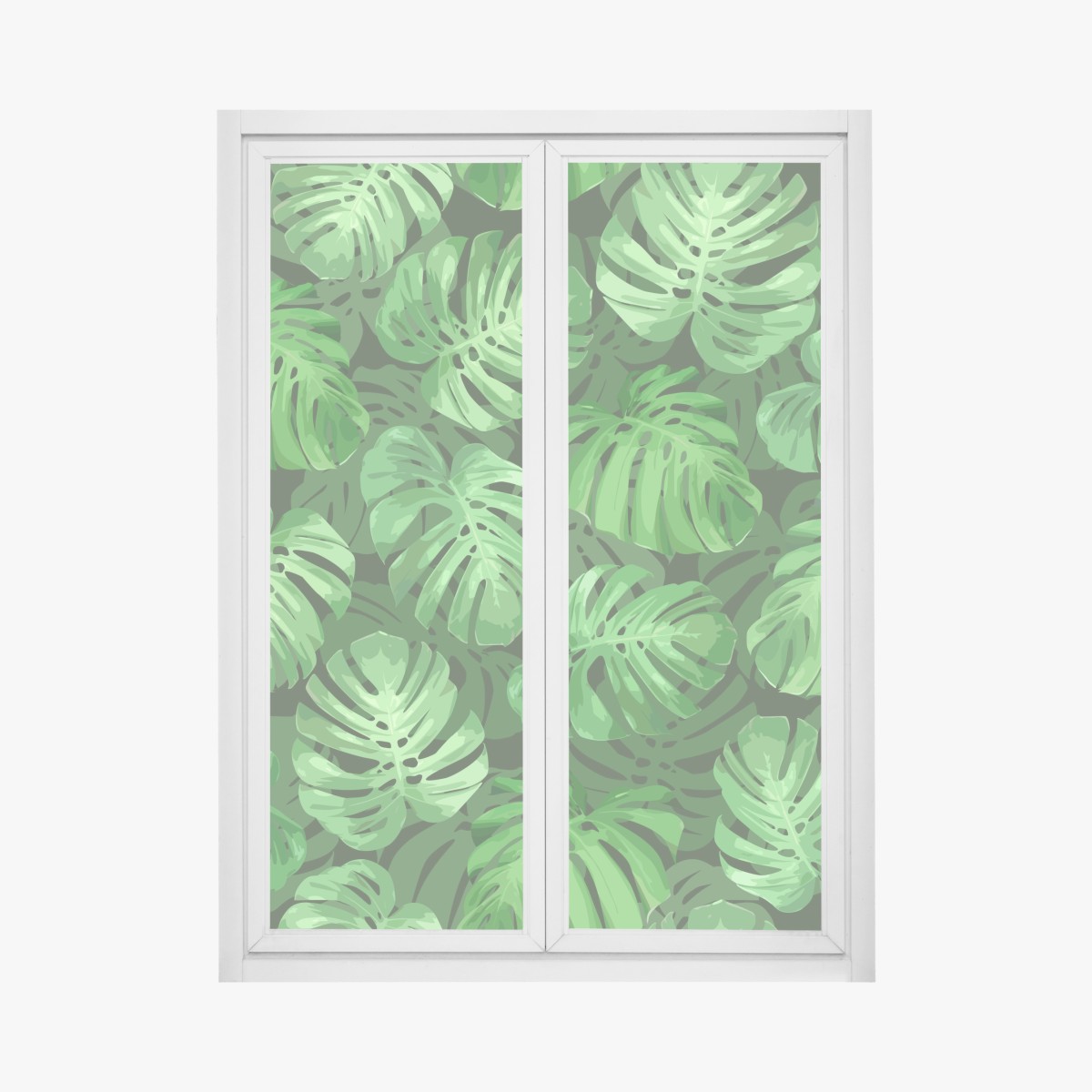 Window decal tropical monstera leaf pattern