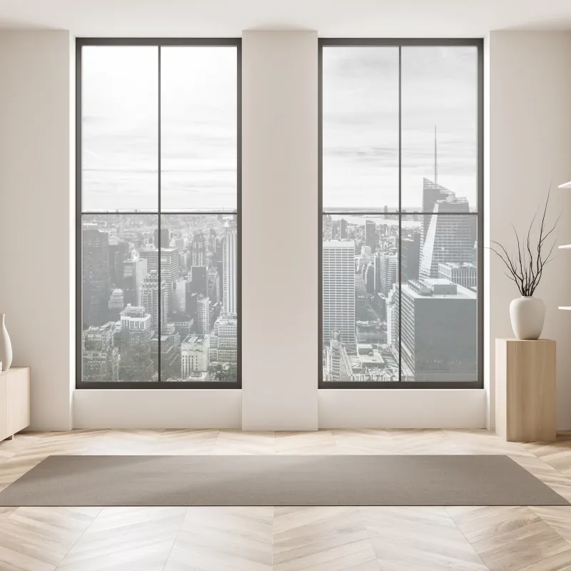 Naklejka na okno tropikalne fioletowe liście na żółtym tle – Wallissimo®