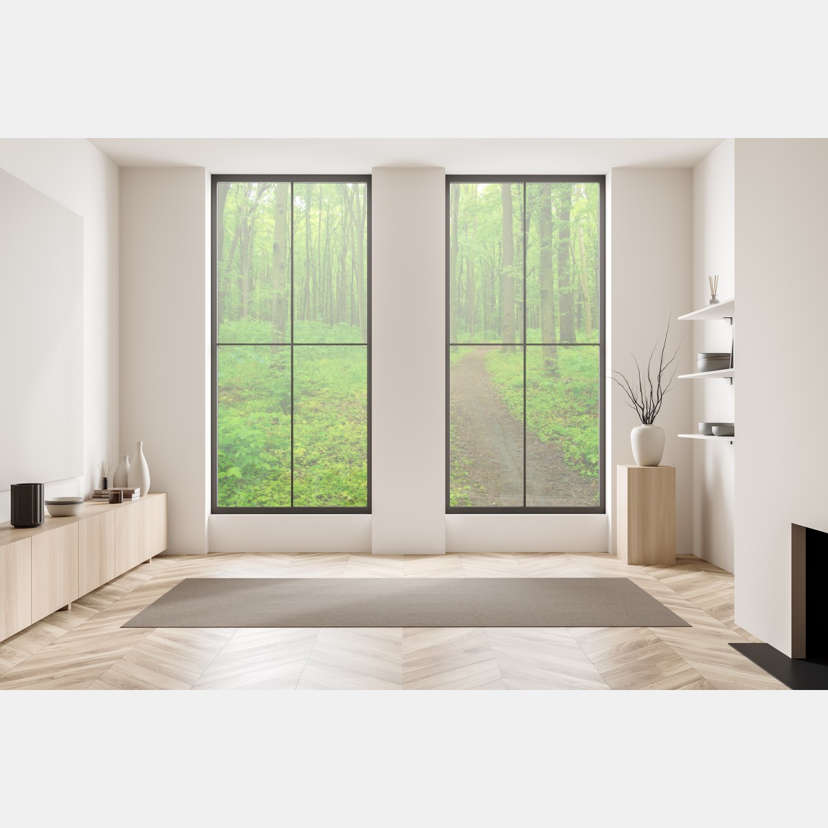 Naklejka na okno spokojna zielona leśna ścieżka – Wallissimo® Naklejka na okno spokojna zielona leśna ścieżka – Wallissimo®