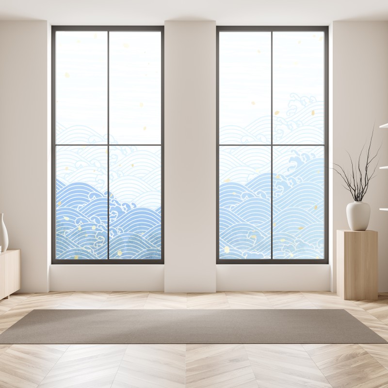 Naklejka na okno tropikalny botaniczny wzór kwiatowy – Wallissimo®