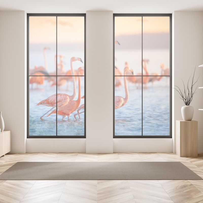 Naklejka na okno ornamentalny złoty wzór chmur – Wallissimo®