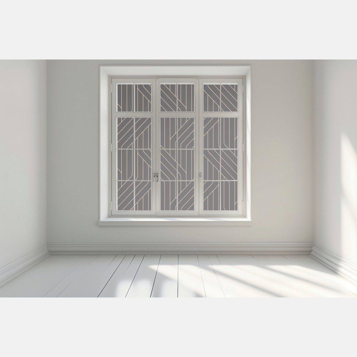 Naklejka na okno geometryczny wzór art deco w czerni i złocie – Wallissimo® Naklejka na okno geometryczny wzór art deco w czerni i złocie – Wallissimo®