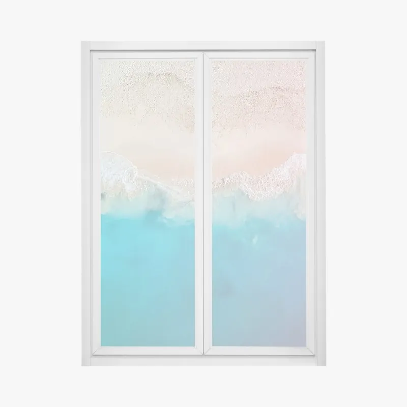 Naklejka na okno pastelowa turkusowa plaża z lotu ptaka