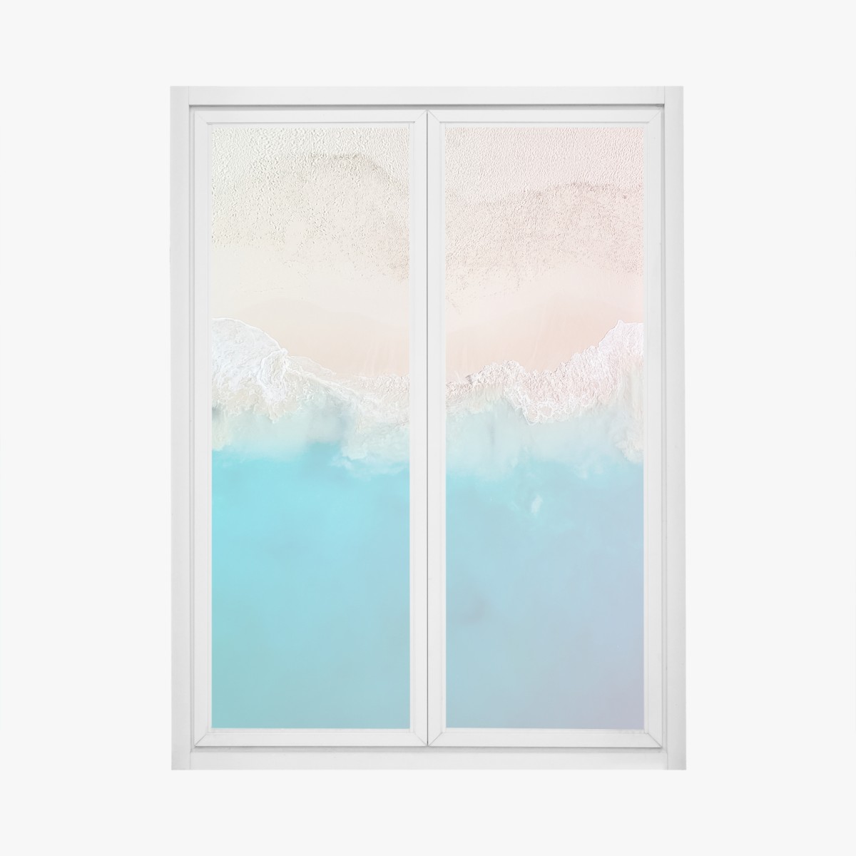 Window decal pastel turquoise beach aerial