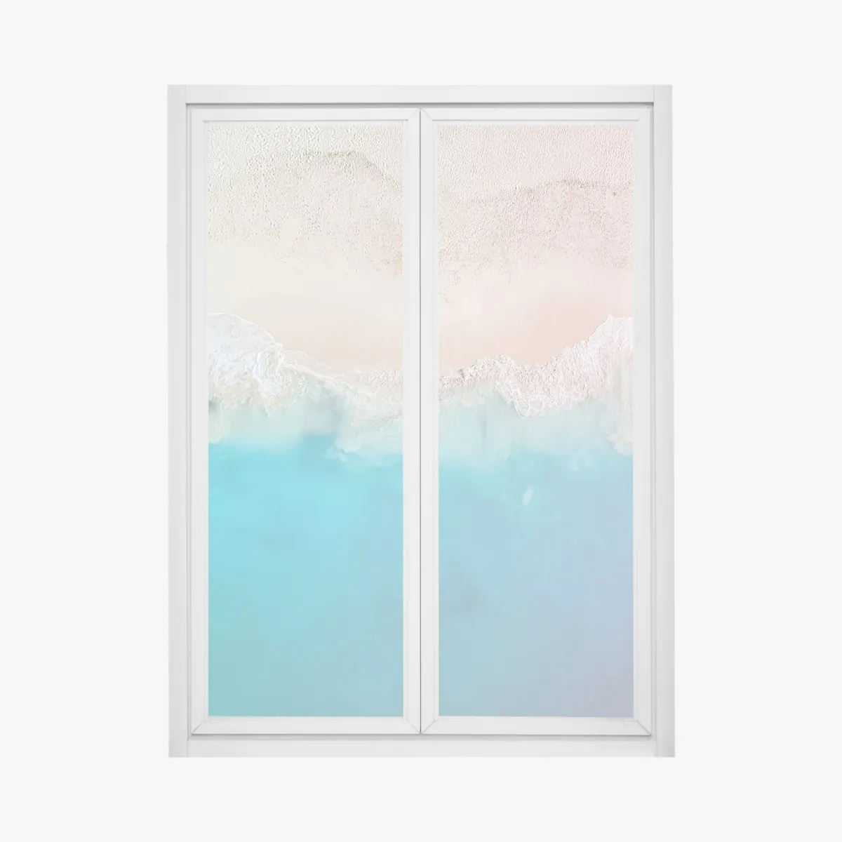 Naklejka na okno pastelowa turkusowa plaża z lotu ptaka – Wallissimo® Naklejka na okno pastelowa turkusowa plaża z lotu ptaka – Wallissimo®