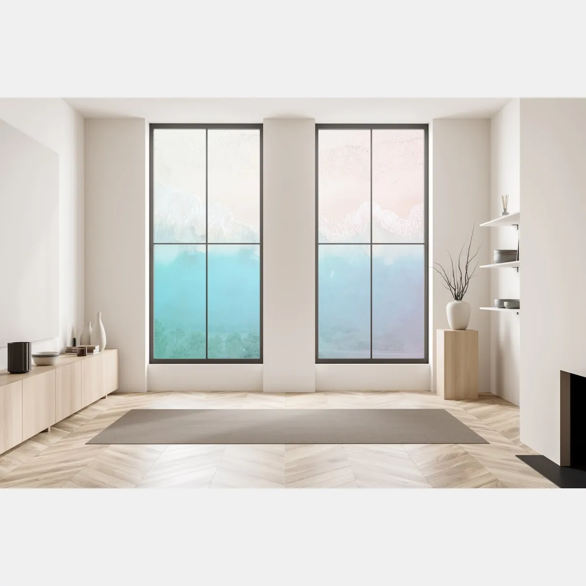 Naklejka na okno pastelowa turkusowa plaża z lotu ptaka – Wallissimo® Naklejka na okno pastelowa turkusowa plaża z lotu ptaka – Wallissimo®