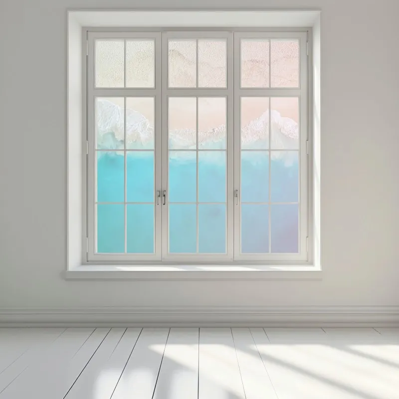 Naklejka na okno pastelowa turkusowa plaża z lotu ptaka – Wallissimo® Naklejka na okno pastelowa turkusowa plaża z lotu ptaka – Wallissimo®