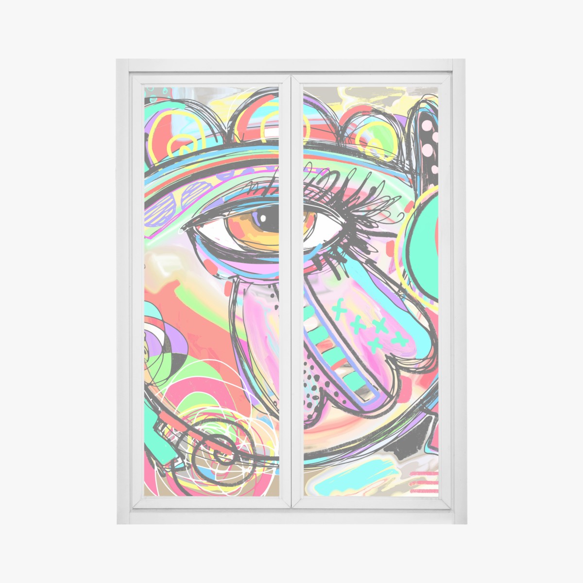 Window decal vibrant abstract eye portrait