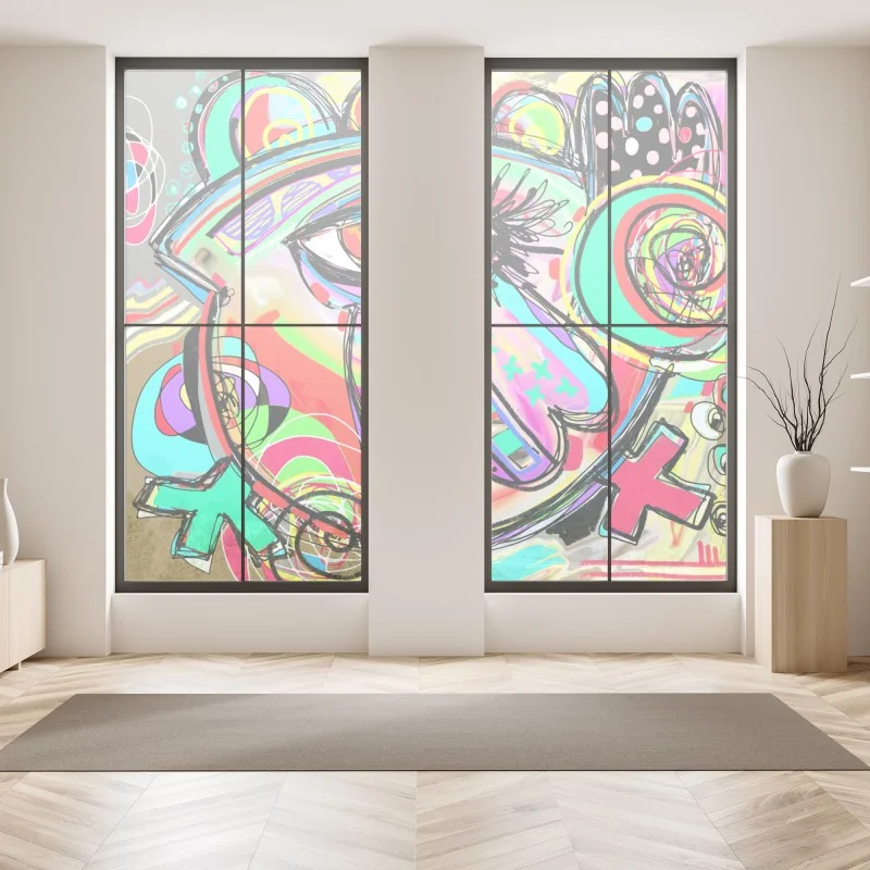 Naklejka na okno bujne tropikalne liście – Wallissimo®