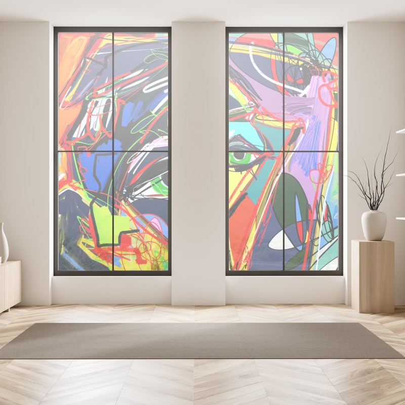 Naklejka na okno trzy dmuchawce na turkusowym tle – Wallissimo®