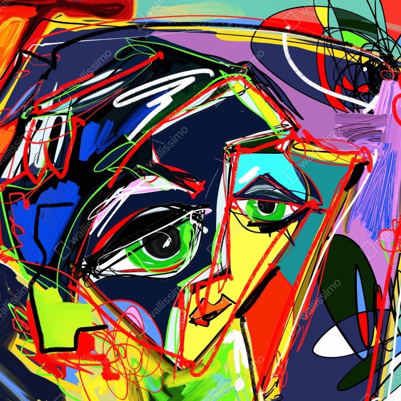 Naklejka na okno kolorowy abstrakcyjny portret twarzy – Wallissimo® Naklejka na okno kolorowy abstrakcyjny portret twarzy – Wallissimo®