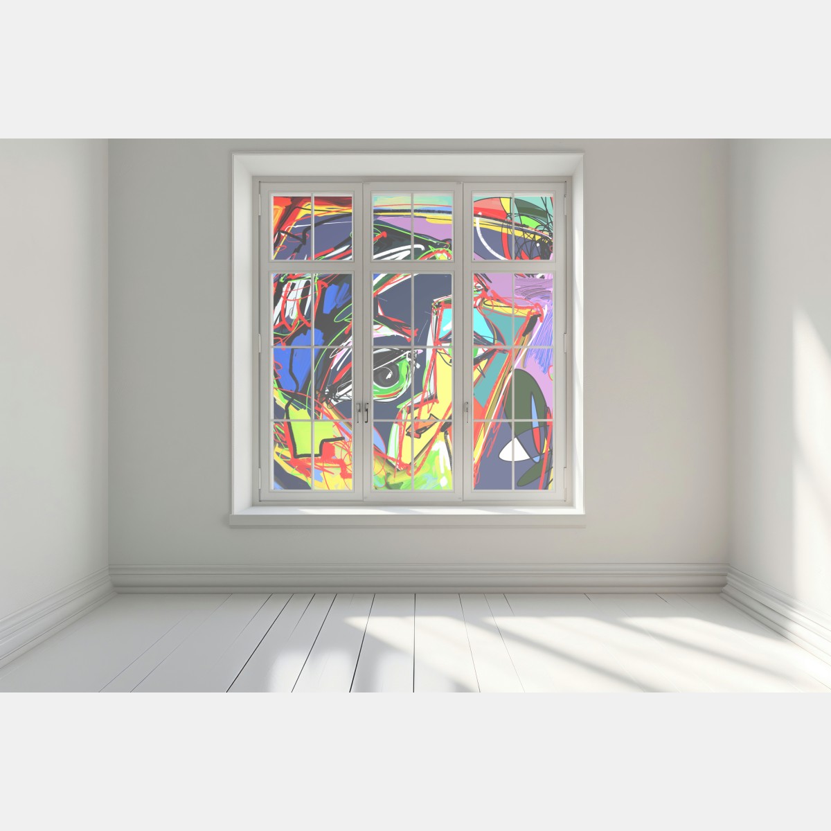 Naklejka na okno kolorowy abstrakcyjny portret twarzy – Wallissimo® Naklejka na okno kolorowy abstrakcyjny portret twarzy – Wallissimo®