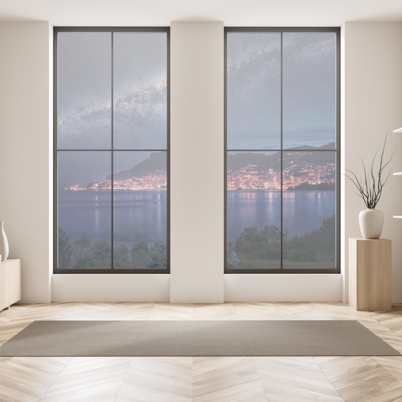 Naklejka na okno żywy wzór cytrusów w pomarańczach i niebieskich liściach – Wallissimo®