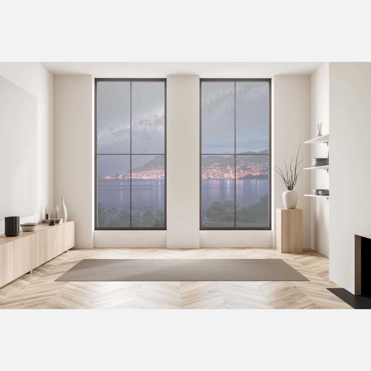 Naklejka na okno nocna zatoka pod rozgwieżdżonym niebem – Wallissimo® Naklejka na okno nocna zatoka pod rozgwieżdżonym niebem – Wallissimo®