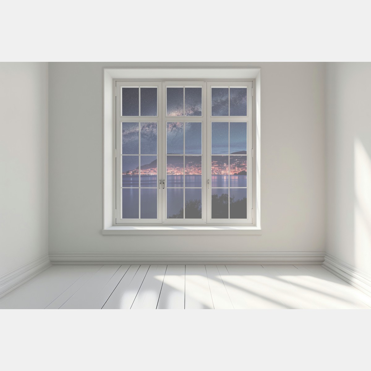 Naklejka na okno nocna zatoka pod rozgwieżdżonym niebem – Wallissimo® Naklejka na okno nocna zatoka pod rozgwieżdżonym niebem – Wallissimo®