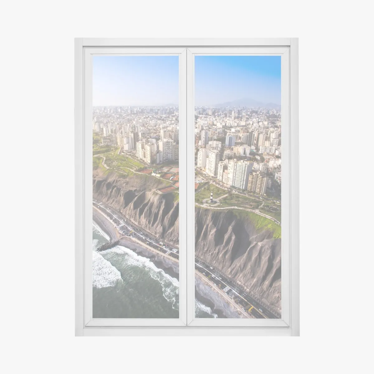 Naklejka na okno panorama wybrzeża Miraflores, Lima – Wallissimo® Naklejka na okno panorama wybrzeża Miraflores, Lima – Wallissimo®