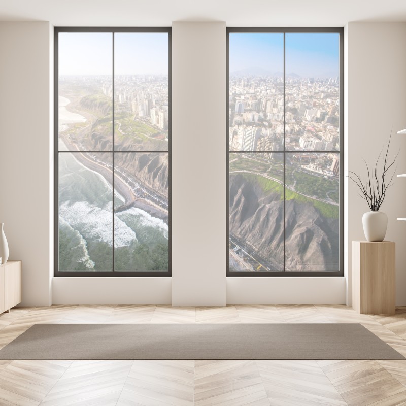 Naklejka na okno różowe akwarelowe kwiaty na czarnym tle – Wallissimo®