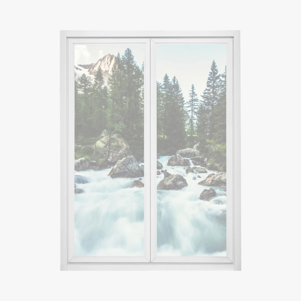 Naklejka na okno malownicza alpejska rzeka w Ferret Valley – Wallissimo® Naklejka na okno malownicza alpejska rzeka w Ferret Valley – Wallissimo®