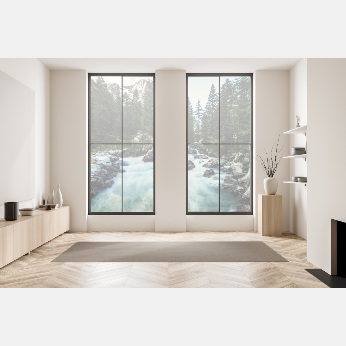 Naklejka na okno malownicza alpejska rzeka w Ferret Valley – Wallissimo® Naklejka na okno malownicza alpejska rzeka w Ferret Valley – Wallissimo®