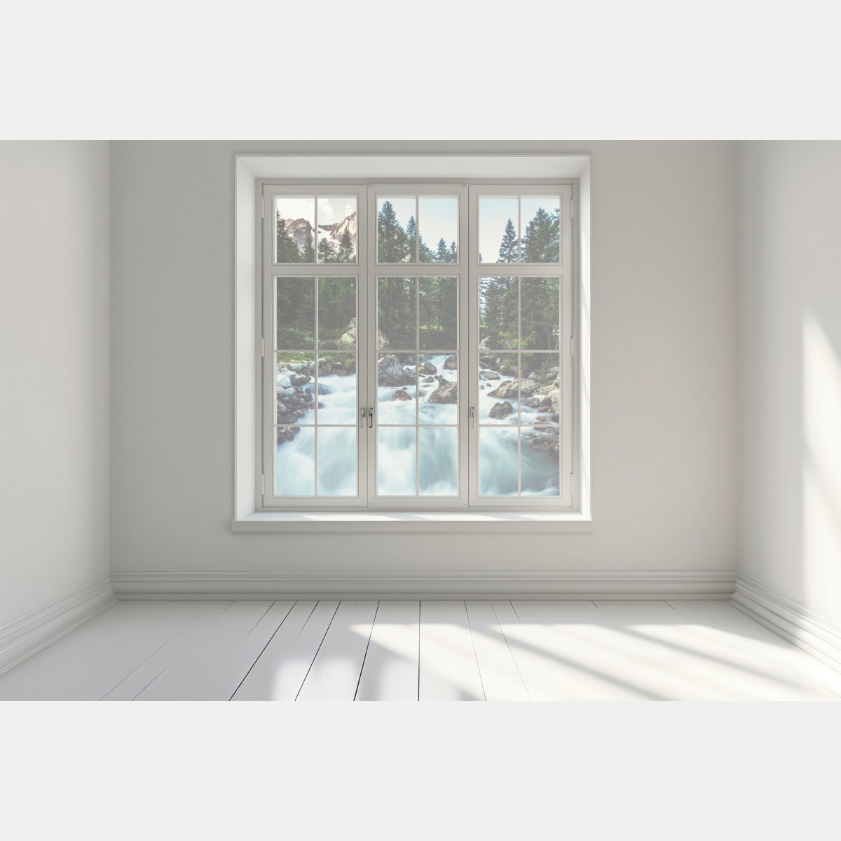 Naklejka na okno malownicza alpejska rzeka w Ferret Valley – Wallissimo® Naklejka na okno malownicza alpejska rzeka w Ferret Valley – Wallissimo®