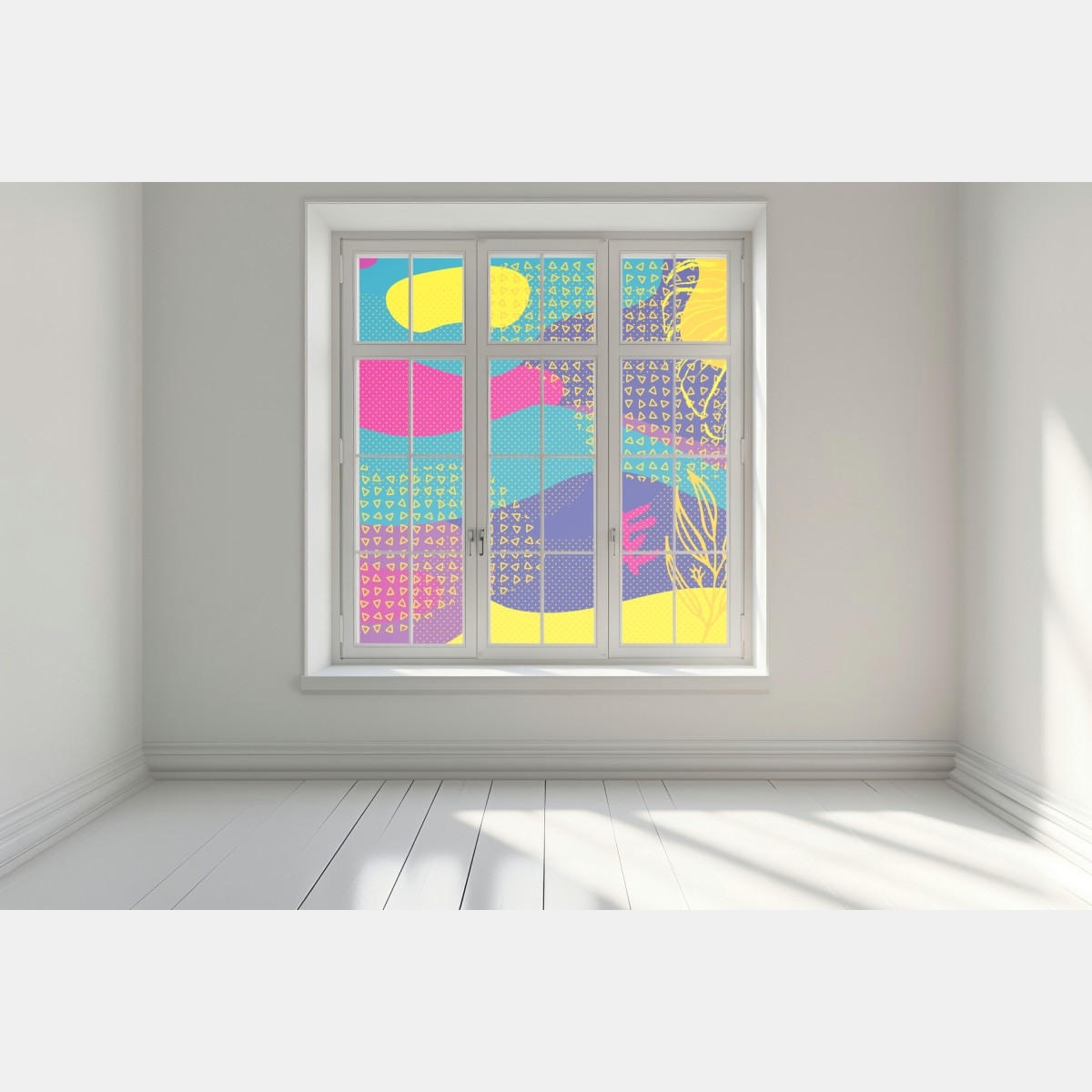 Naklejka na okno żywy abstrakcyjny wzór tropikalny – Wallissimo® Naklejka na okno żywy abstrakcyjny wzór tropikalny – Wallissimo®