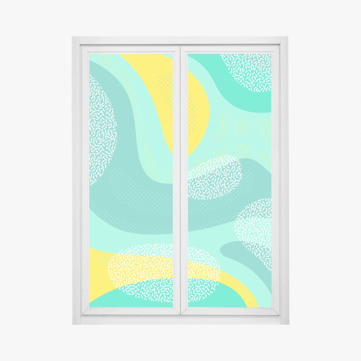 Window decal turquoise and yellow abstract pattern