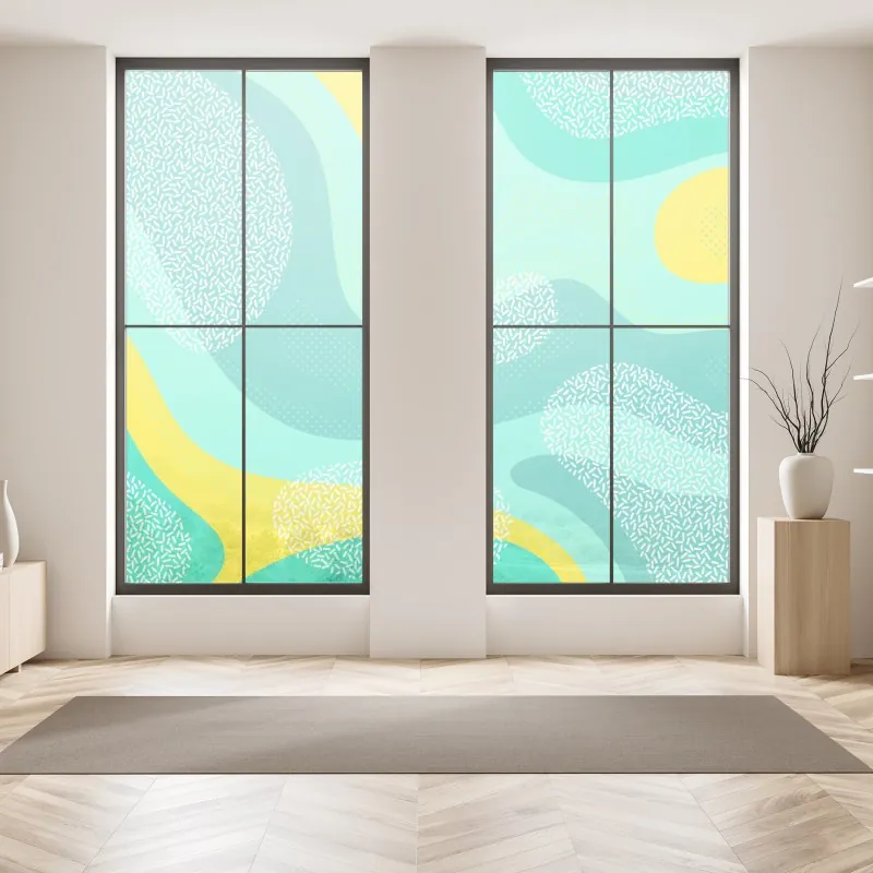 Naklejka na okno różowe akwarelowe kwiaty na czarnym tle – Wallissimo®