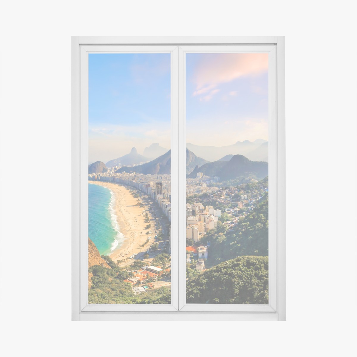 Window decal Copacabana and Ipanema aerial panorama
