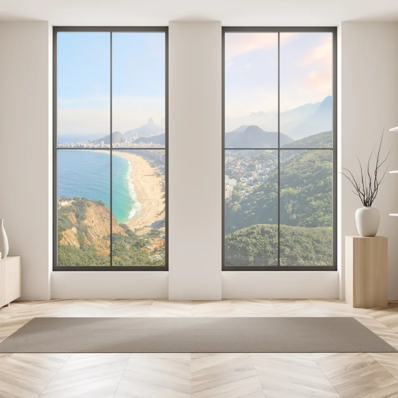 Naklejka na okno senny wschód słońca nad mglistym torfowiskiem – Wallissimo®