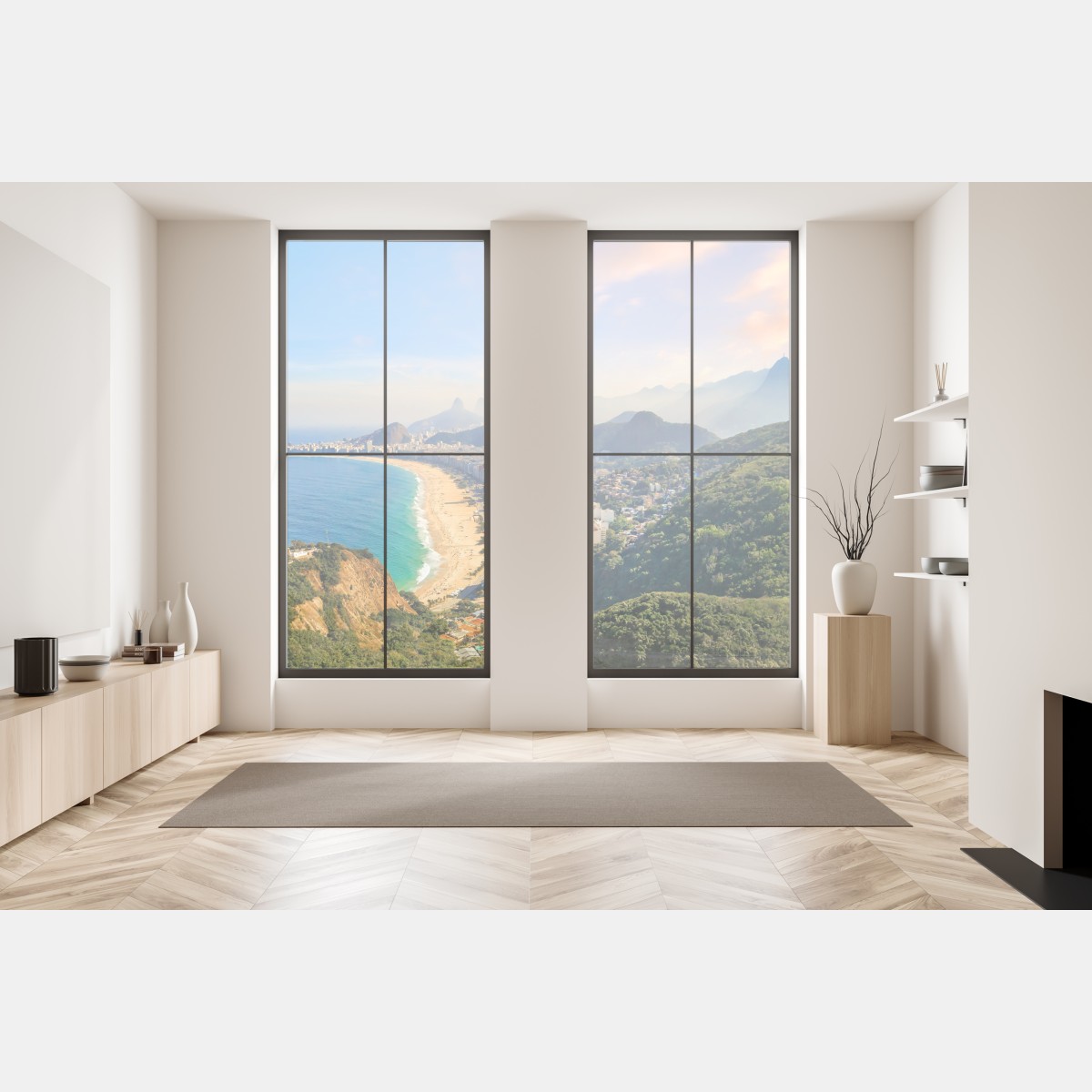 Naklejka na okno Copacabana i Ipanema panoramiczny widok z lotu ptaka – Wallissimo® Naklejka na okno Copacabana i Ipanema panoramiczny widok z lotu ptaka – Wallissimo®