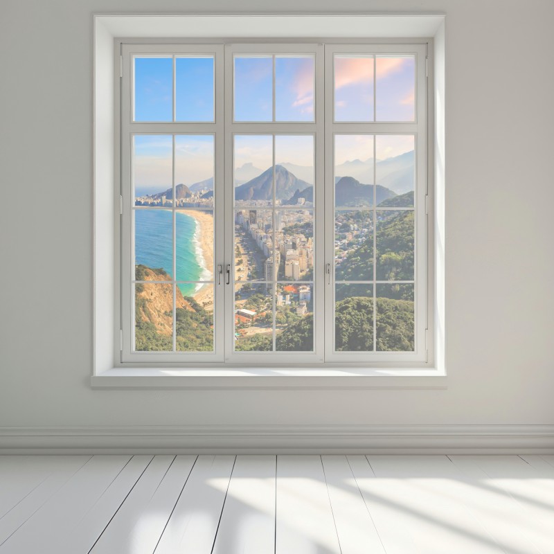 Naklejka na okno Copacabana i Ipanema panoramiczny widok z lotu ptaka – Wallissimo® Naklejka na okno Copacabana i Ipanema panoramiczny widok z lotu ptaka – Wallissimo®