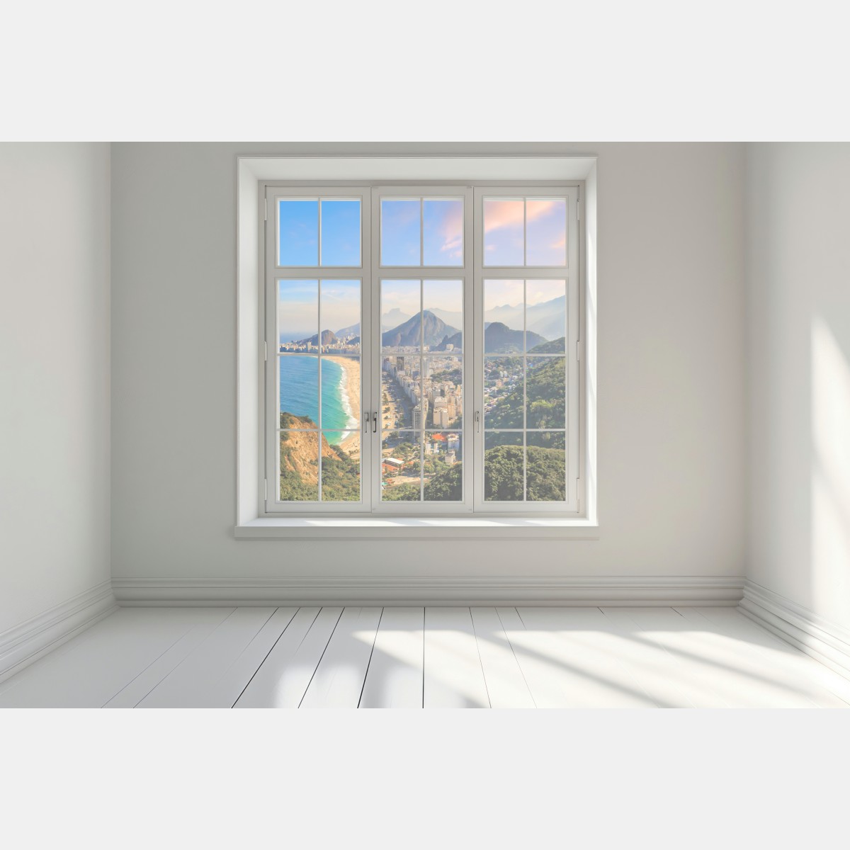 Naklejka na okno Copacabana i Ipanema panoramiczny widok z lotu ptaka – Wallissimo® Naklejka na okno Copacabana i Ipanema panoramiczny widok z lotu ptaka – Wallissimo®