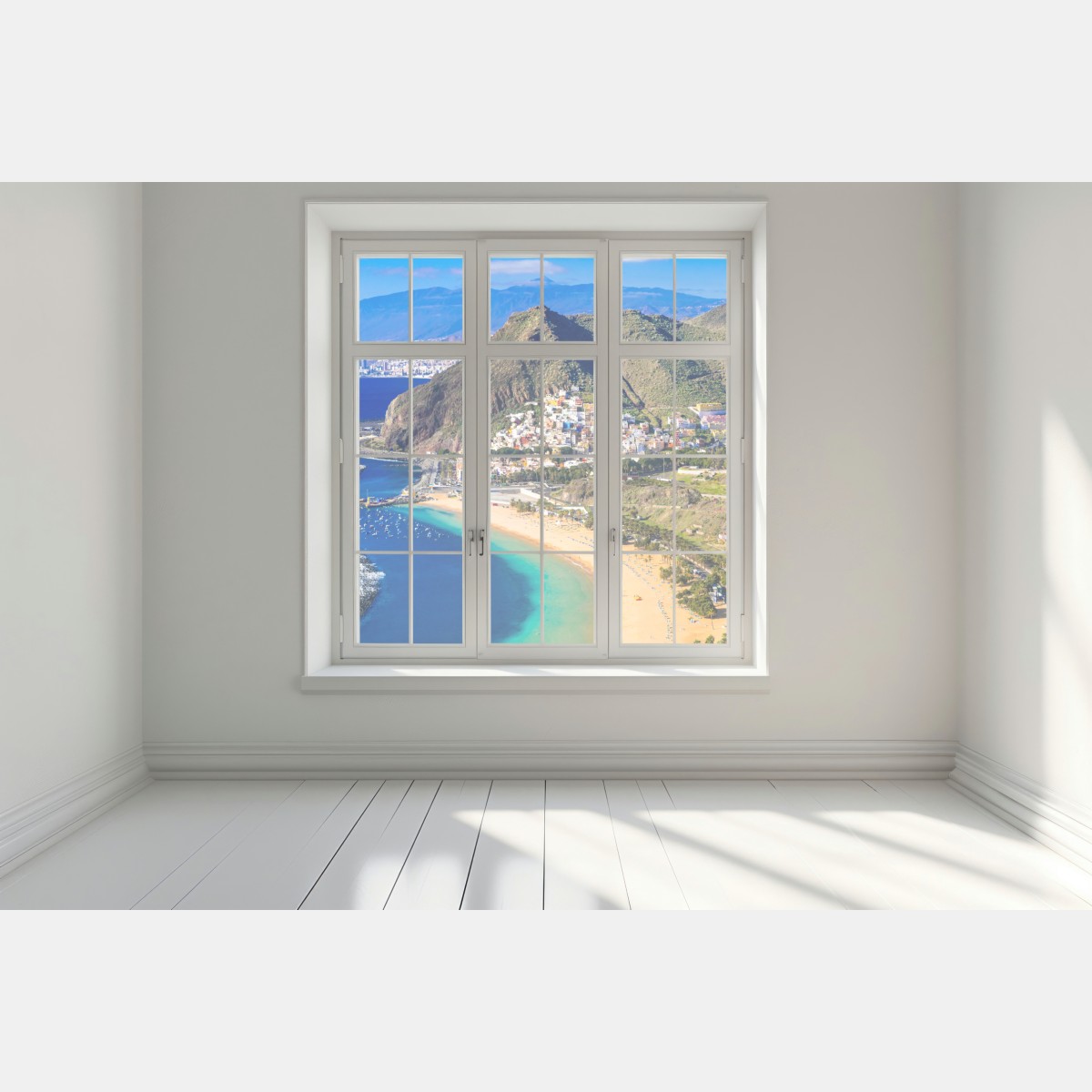 Naklejka na okno słoneczna zatoka z turkusową wodą – Wallissimo® Naklejka na okno słoneczna zatoka z turkusową wodą – Wallissimo®