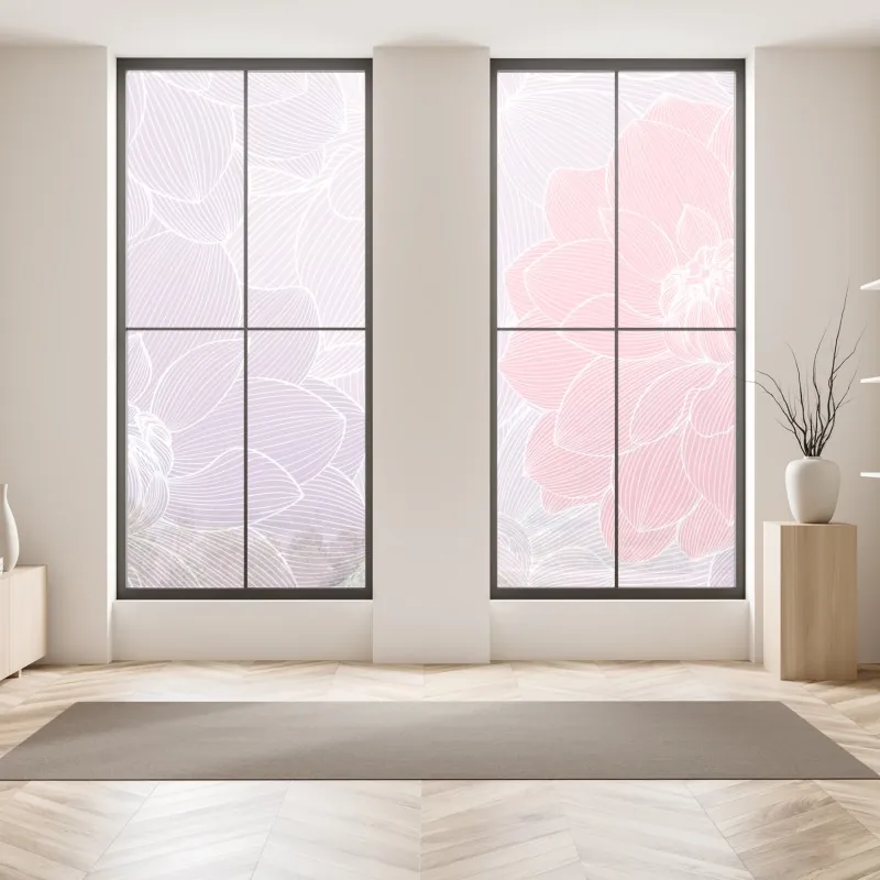 Naklejka na okno delikatny pastelowy wzór kwiatowy – Wallissimo® Naklejka na okno delikatny pastelowy wzór kwiatowy – Wallissimo®