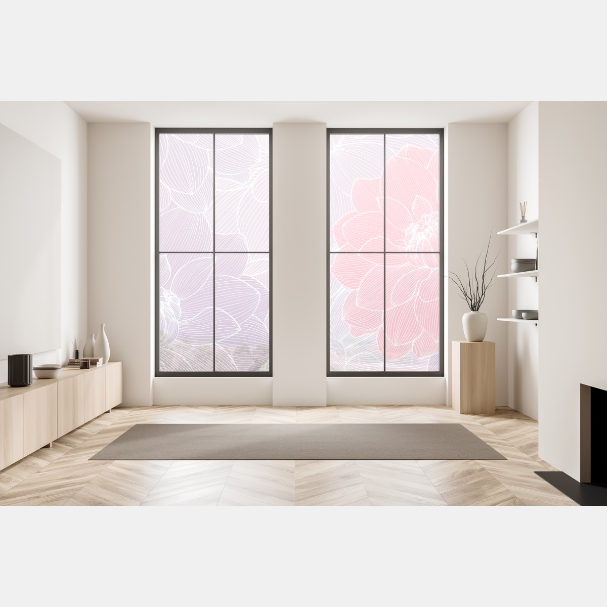 Naklejka na okno delikatny pastelowy wzór kwiatowy – Wallissimo® Naklejka na okno delikatny pastelowy wzór kwiatowy – Wallissimo®