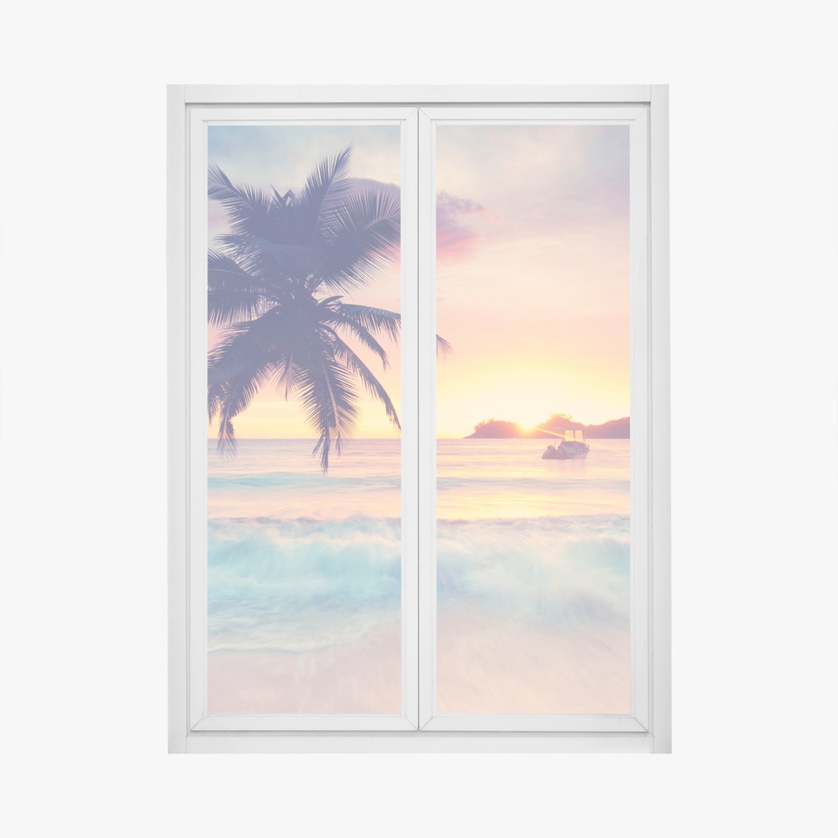Window decal tropical pastel sunset seascape
