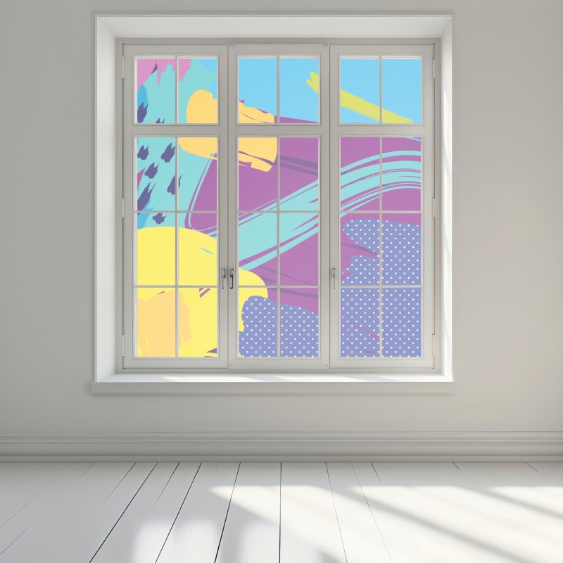 Naklejka na okno żywa abstrakcyjna kompozycja pop-art – Wallissimo® Naklejka na okno żywa abstrakcyjna kompozycja pop-art – Wallissimo®