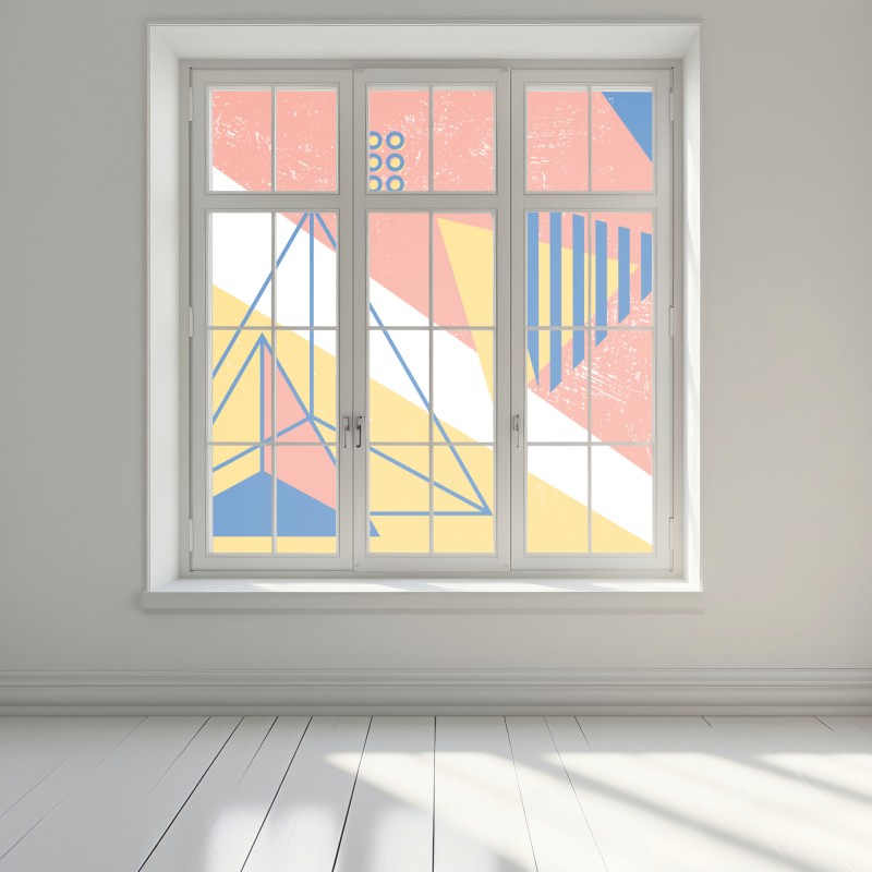 Naklejka na okno pastelowa kompozycja geometryczna – Wallissimo® Naklejka na okno pastelowa kompozycja geometryczna – Wallissimo®