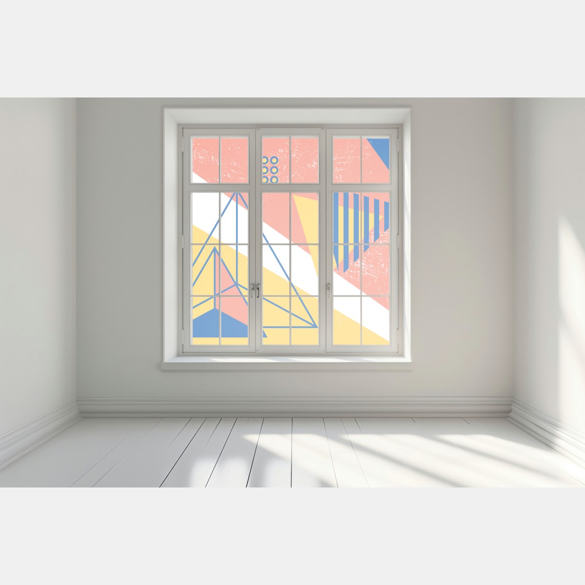 Naklejka na okno pastelowa kompozycja geometryczna – Wallissimo® Naklejka na okno pastelowa kompozycja geometryczna – Wallissimo®